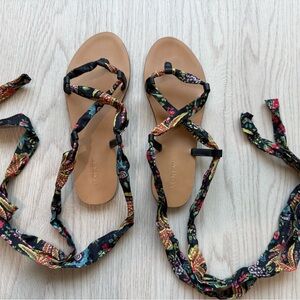 J. Crew Black and Colorful Wrap Sandals